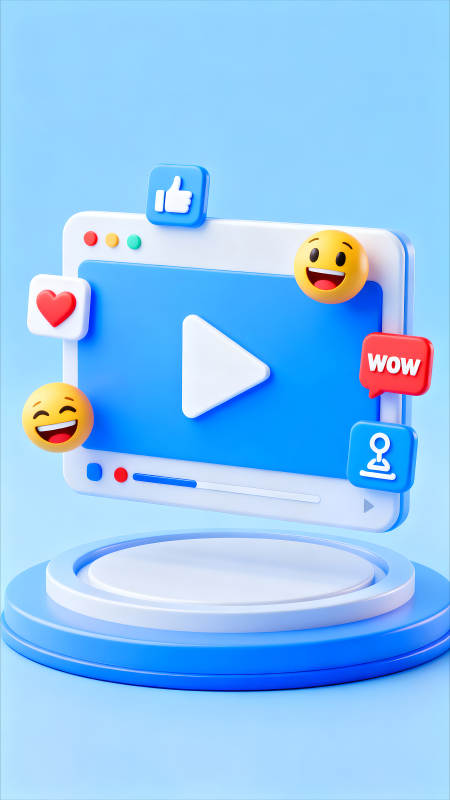 3D视频播放界面社交元素图片