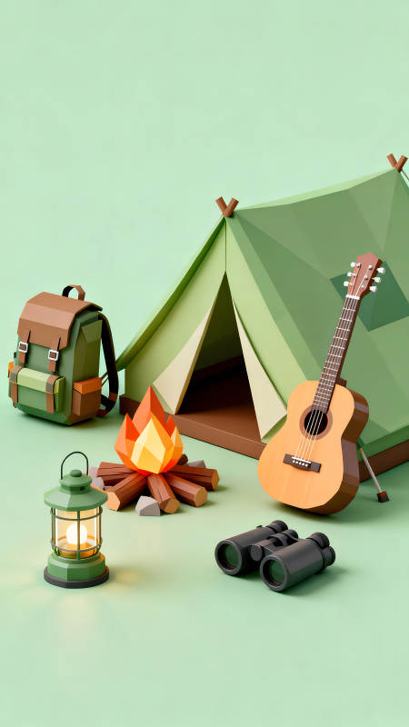露营场景简约风格图片