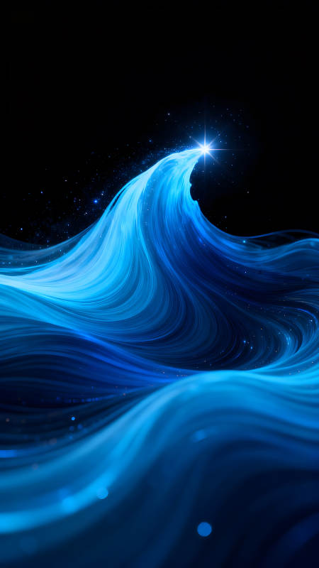 蓝色的波浪和闪耀的星光图片