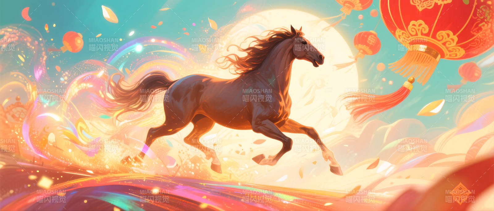 2026年马年骏马奔腾迎新春图片
