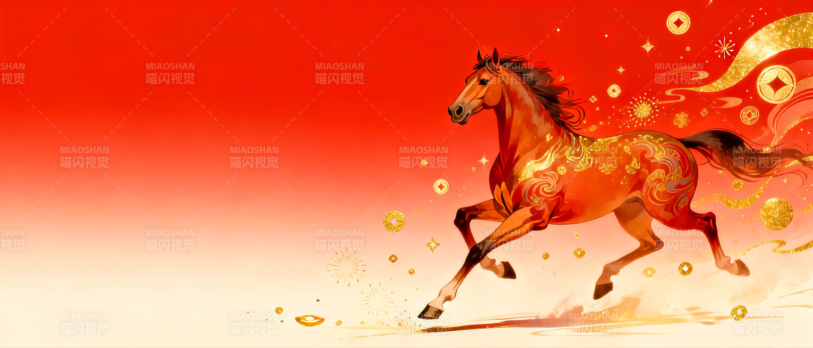 2026年马年奔马迎春图片