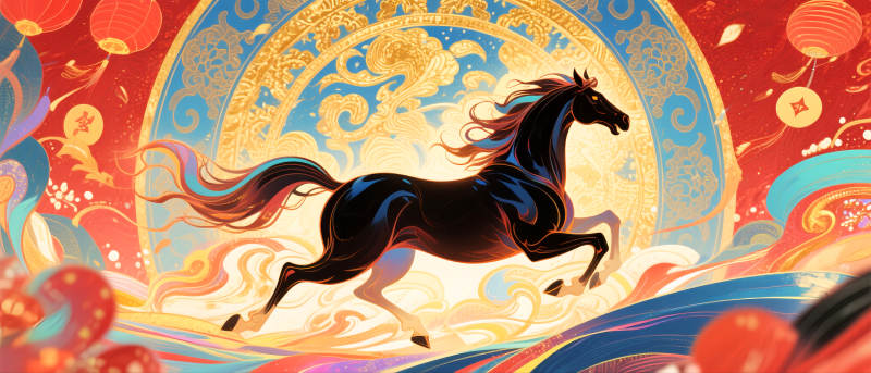 骏马奔腾迎新春图片