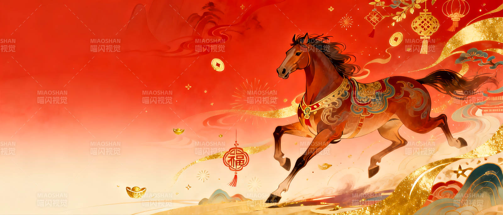 2026年马年骏马奔腾迎新春图片