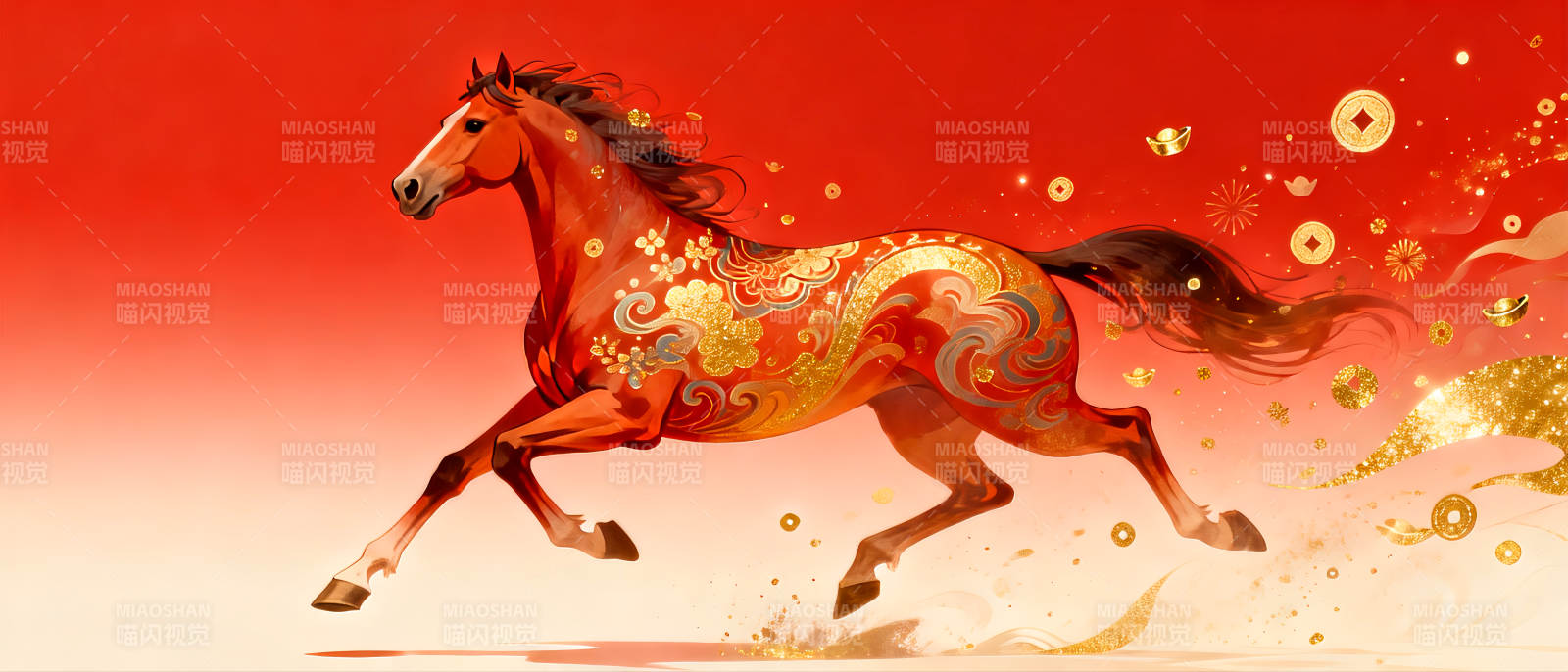 2026年马年奔马迎春图片