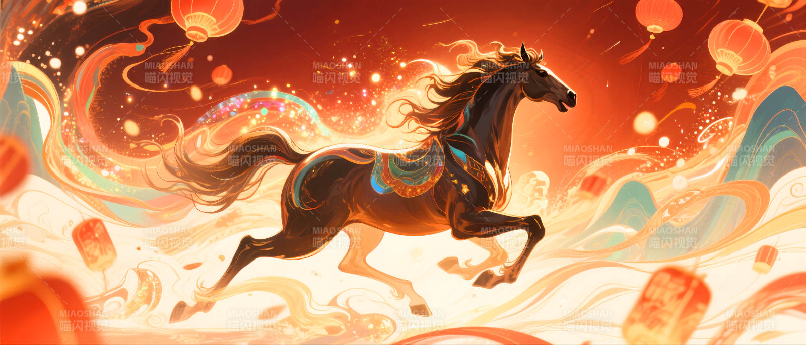 2026年马年骏马奔腾迎新春图片