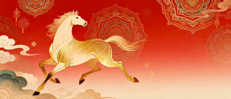 金马奔腾迎新春图片