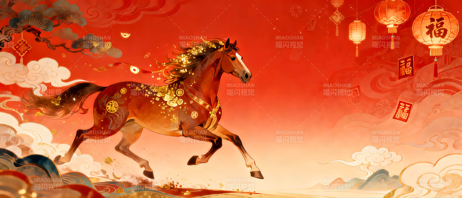 2026年马年骏马奔腾迎新春图片