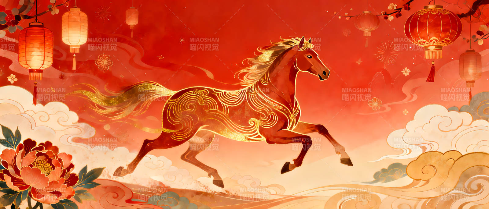 2026年马年骏马奔腾迎新春图片