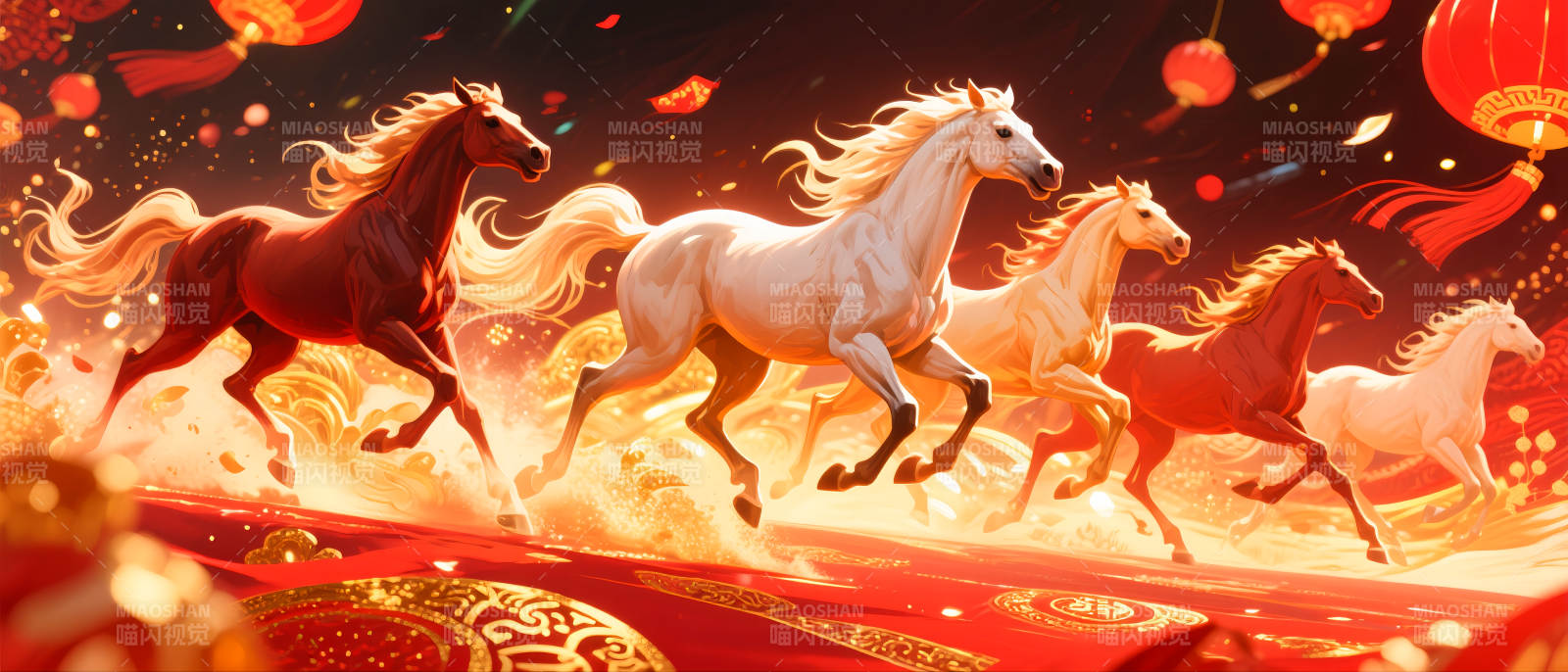骏马奔腾迎新春图片