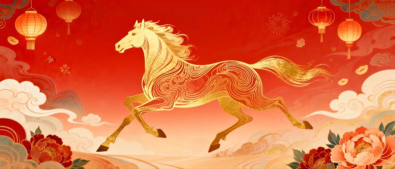 金马奔腾迎新春图片