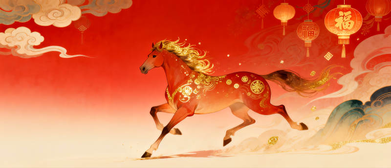 骏马奔腾迎新春图片