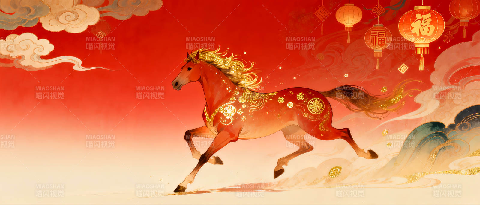 2026年马年骏马奔腾迎新春图片
