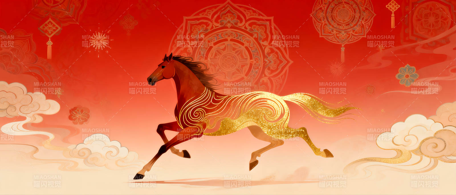2026年马年骏马奔腾迎新春图片