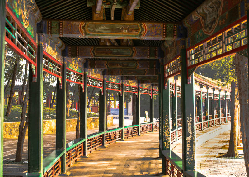 颐和园古色古香长廊图片