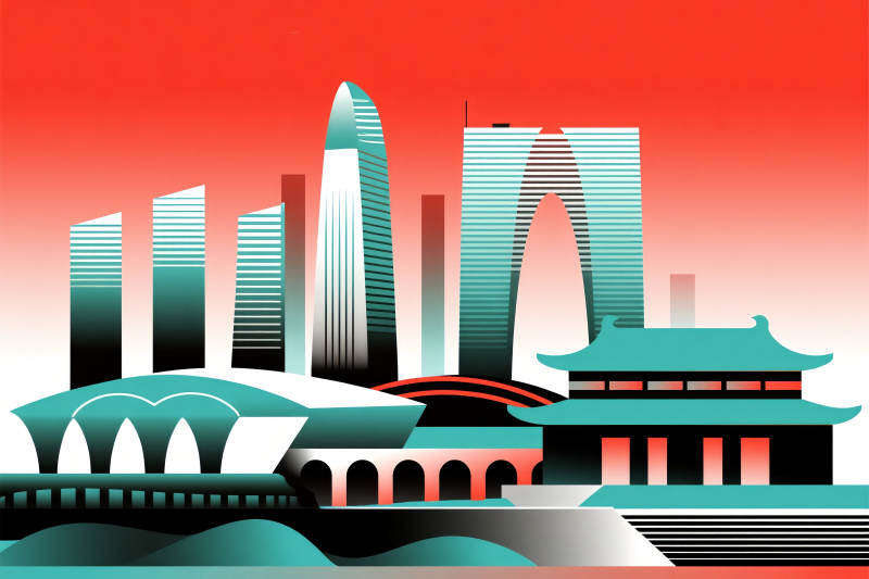 苏州现代都市剪影图片