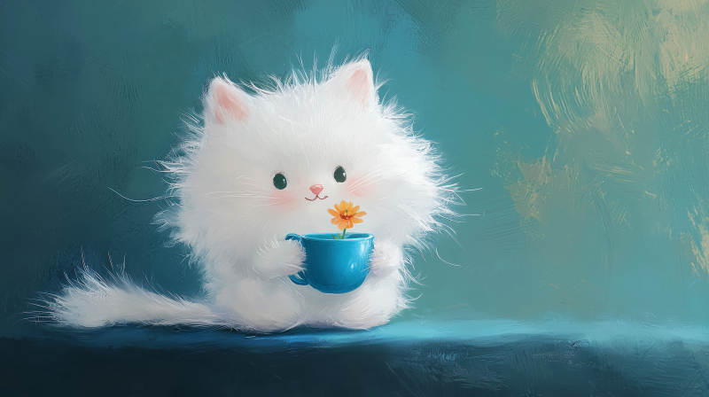 可爱猫咪的下午茶时光图片