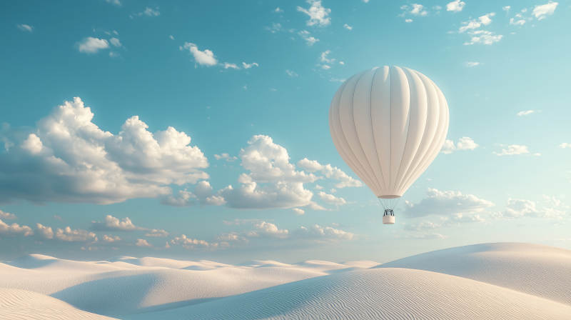 白色热气球沙漠之旅图片