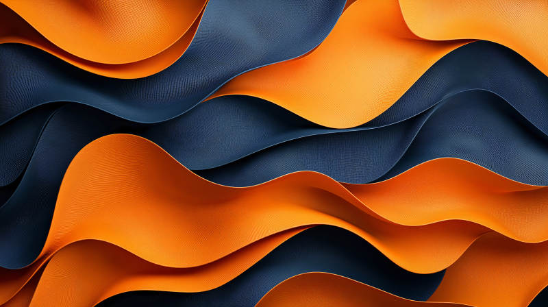 蓝橙渐变抽象波浪图片