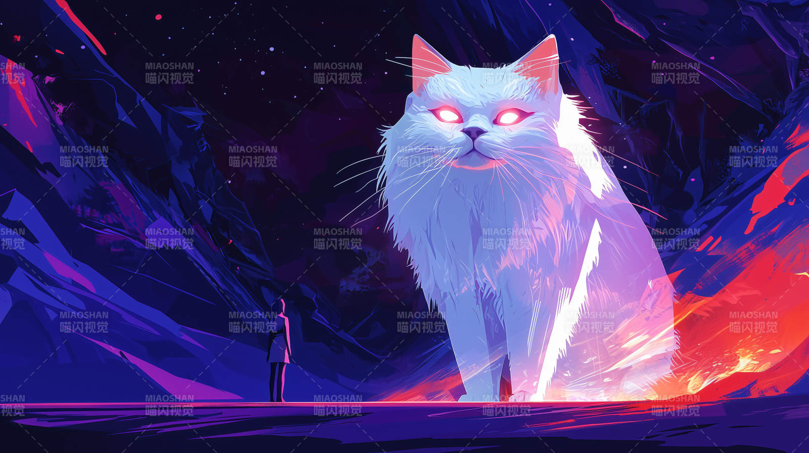 巨猫与渺小之人图片