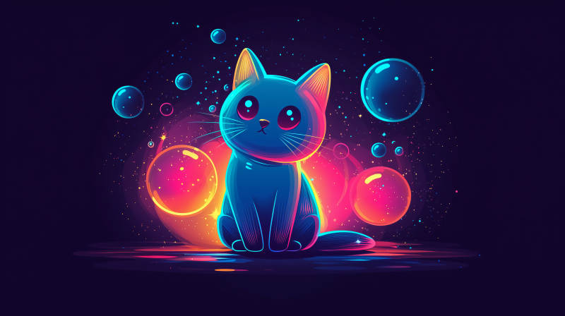 霓虹闪耀小猫图片