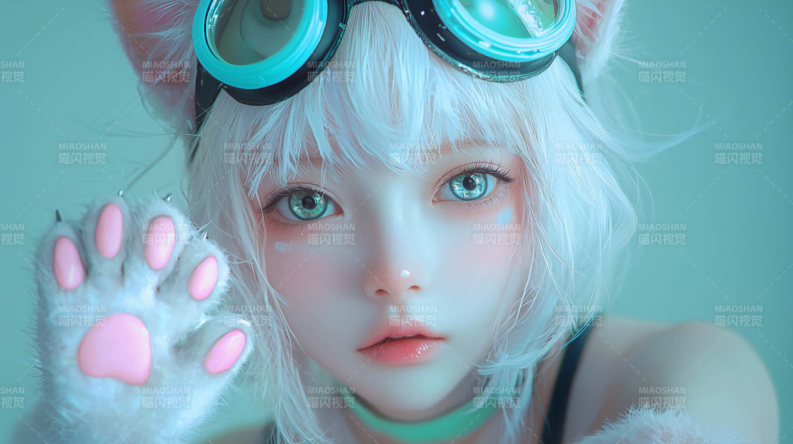 猫耳少女的未来科技风图片