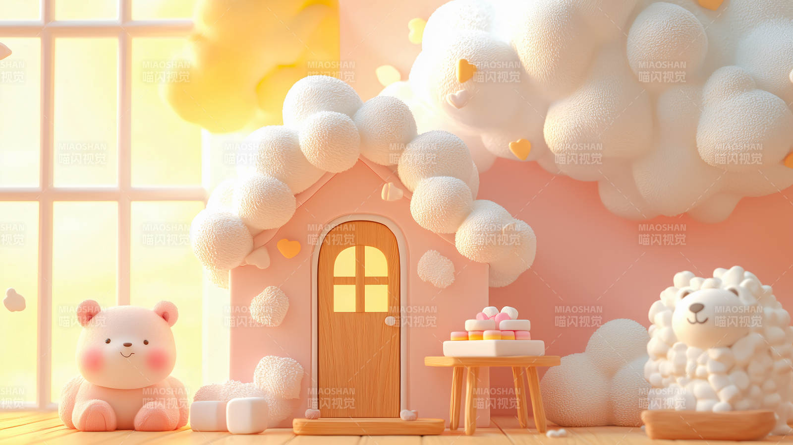 粉色梦幻小屋图片