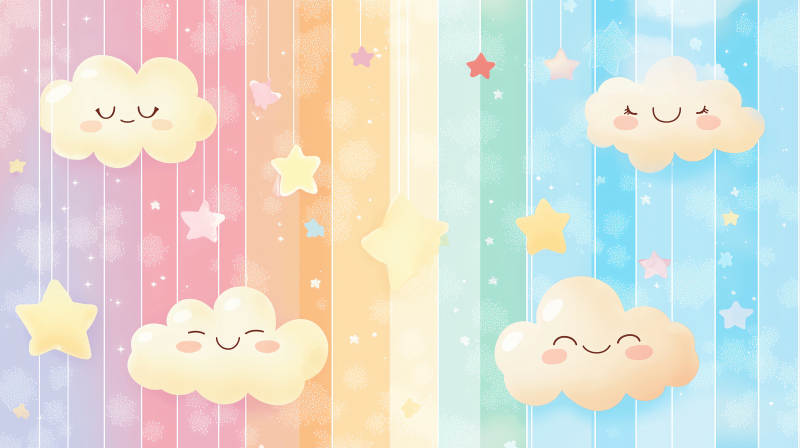 卡通云朵星星条纹背景图片