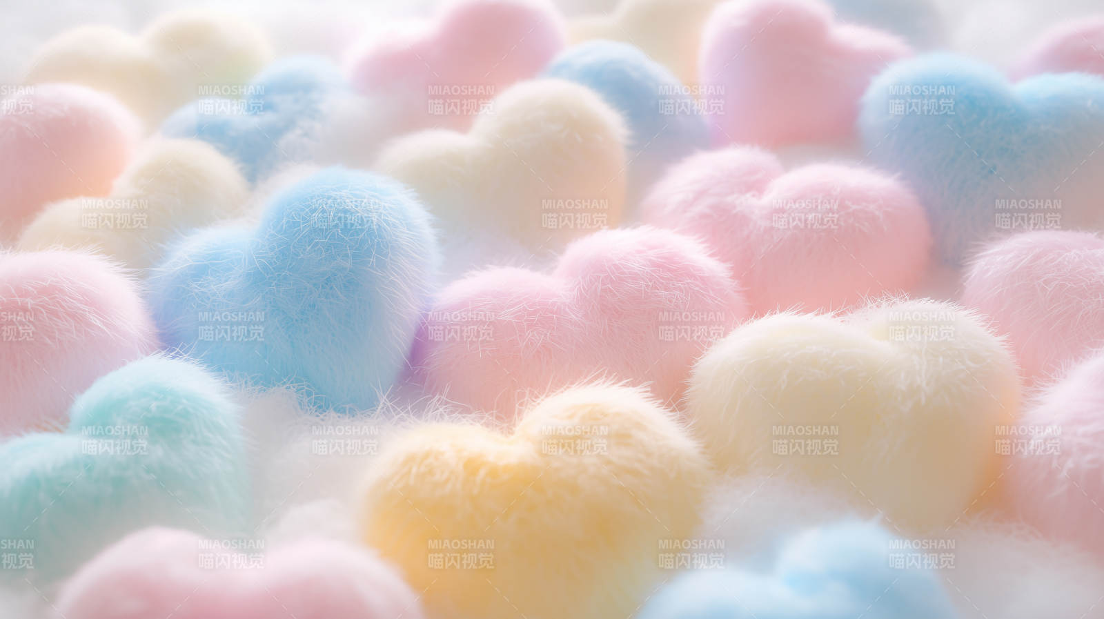 粉色毛绒爱心堆堆图片