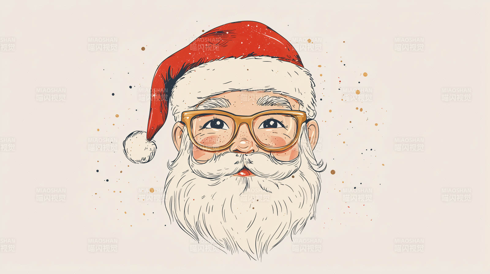 戴眼镜的圣诞老人图片