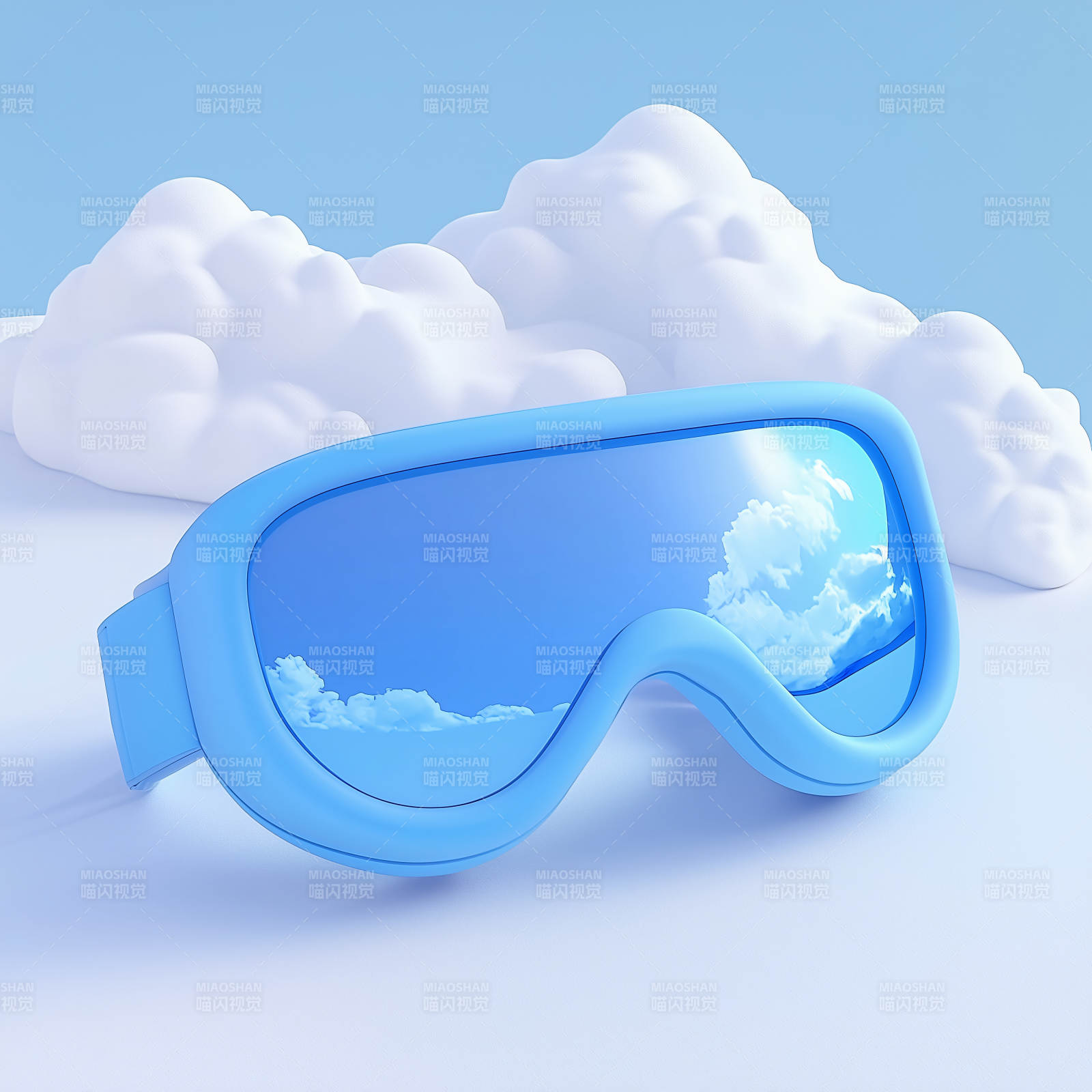 炫酷蓝色滑雪镜图片