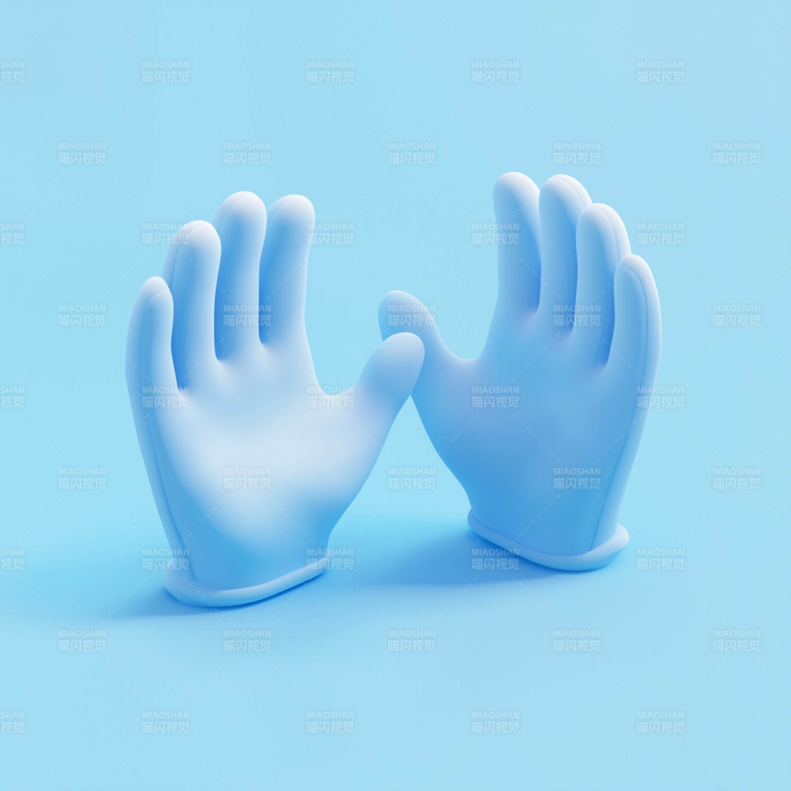 蓝色卡通手套特写图片