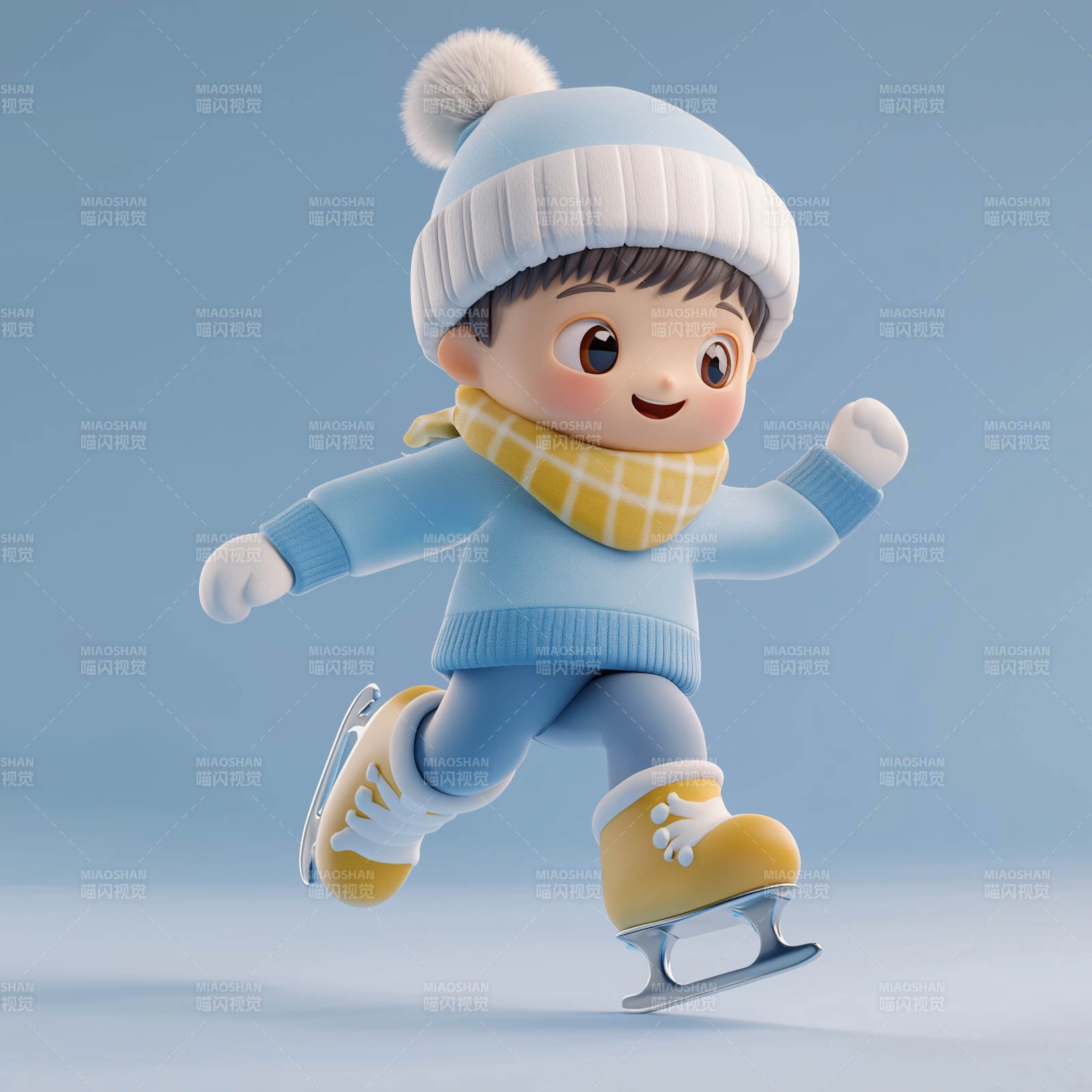 3D冰鞋滑冰男孩图片