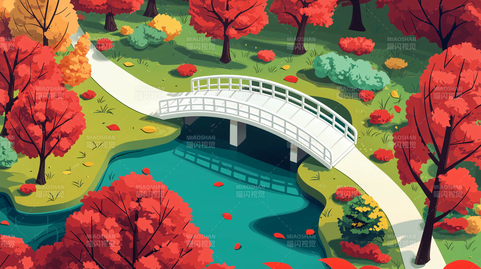 秋日公园白桥图片