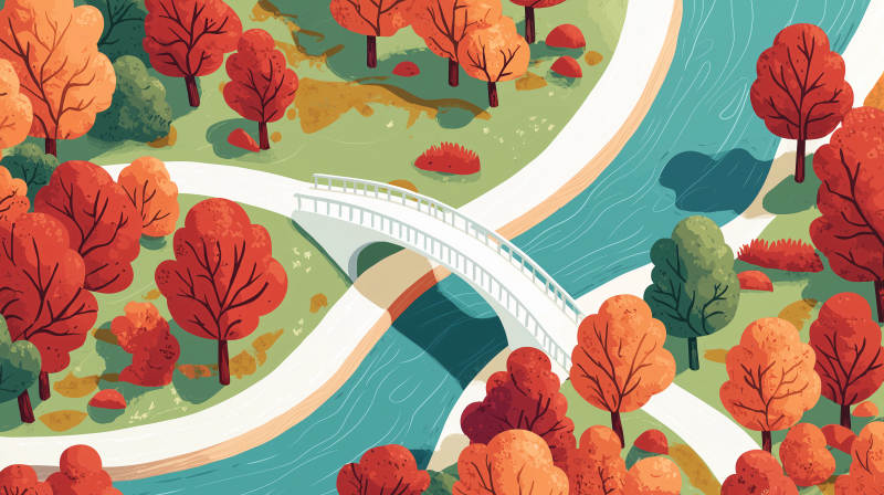 秋日公园白桥图片