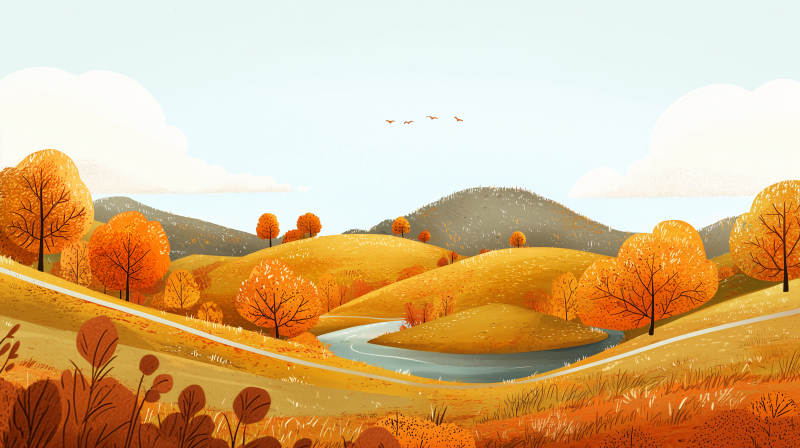 秋日山谷的宁静图片