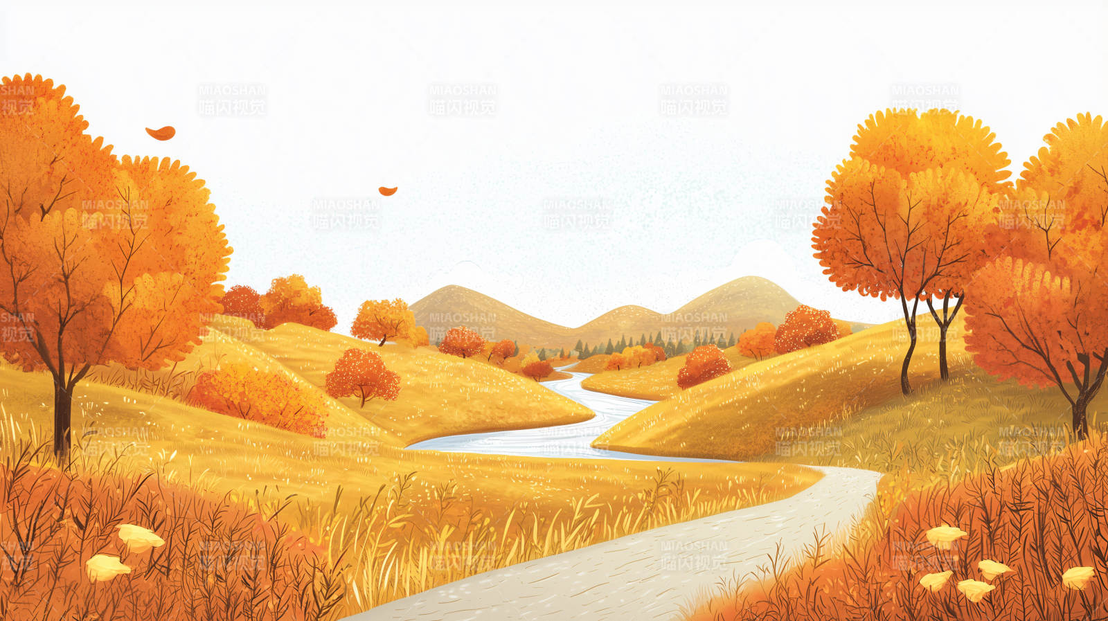 秋日山谷的宁静图片