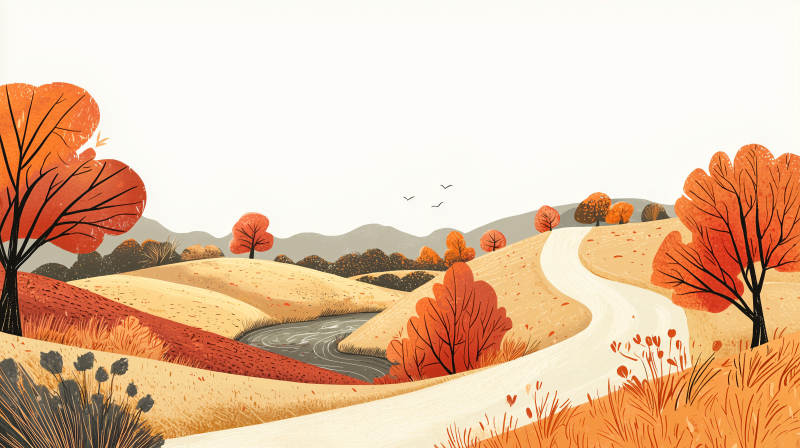 秋日山谷的宁静图片