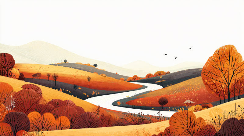 秋日山谷的宁静图片