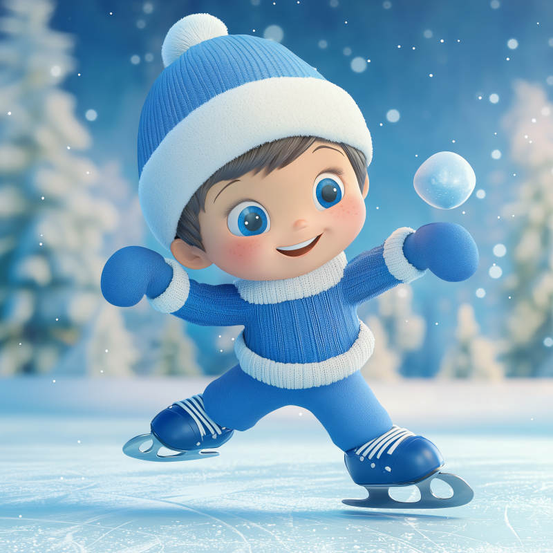 3D冰鞋滑冰男孩图片