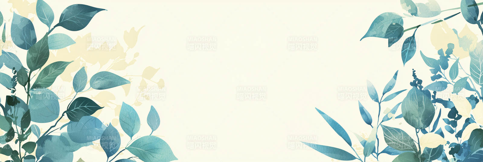 静谧蓝绿叶背景图图片