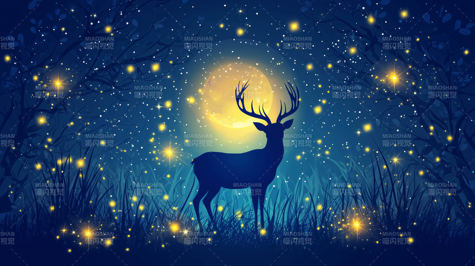 梦幻森林鹿图片