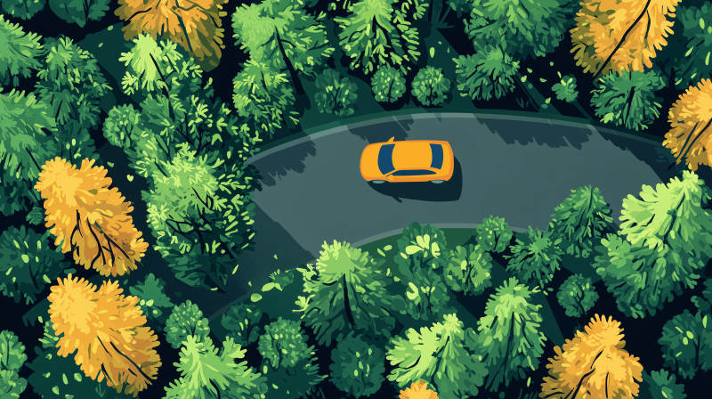 鸟瞰公路与树林图片