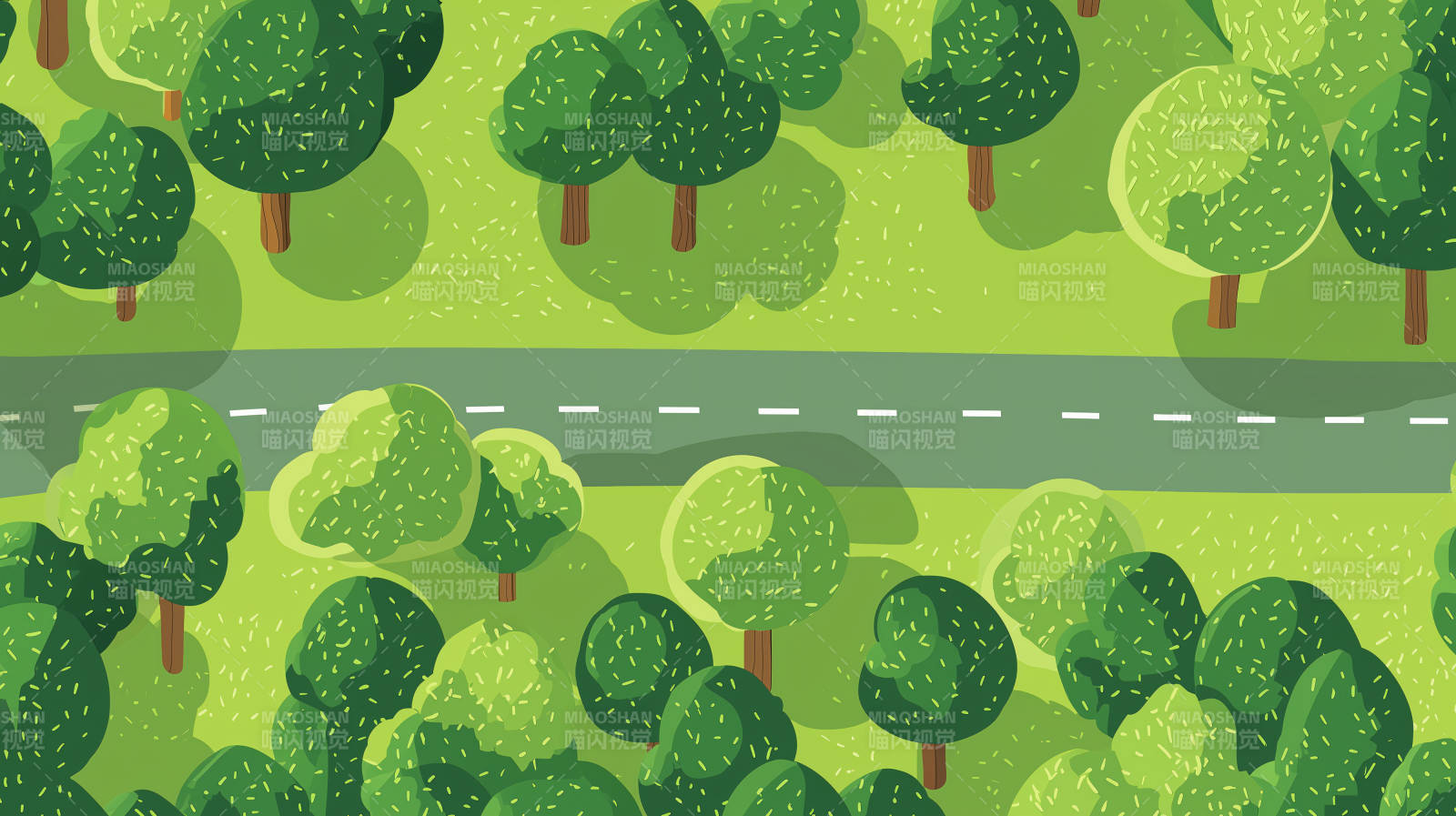 鸟瞰公路与树林图片