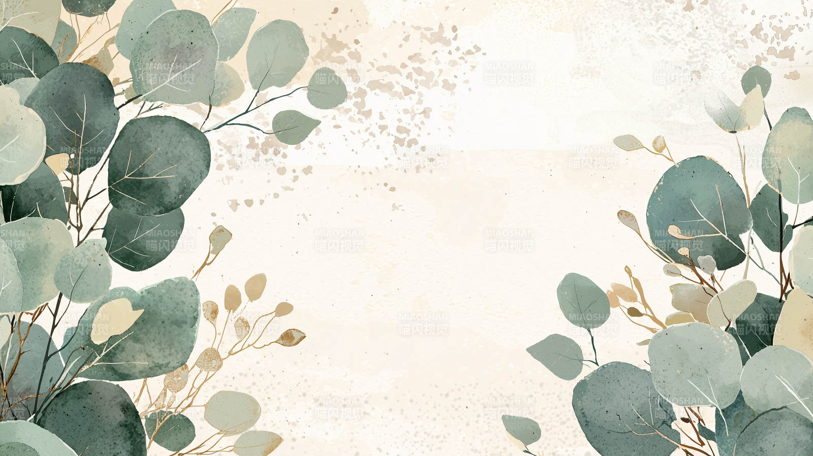 静谧蓝绿叶背景图图片