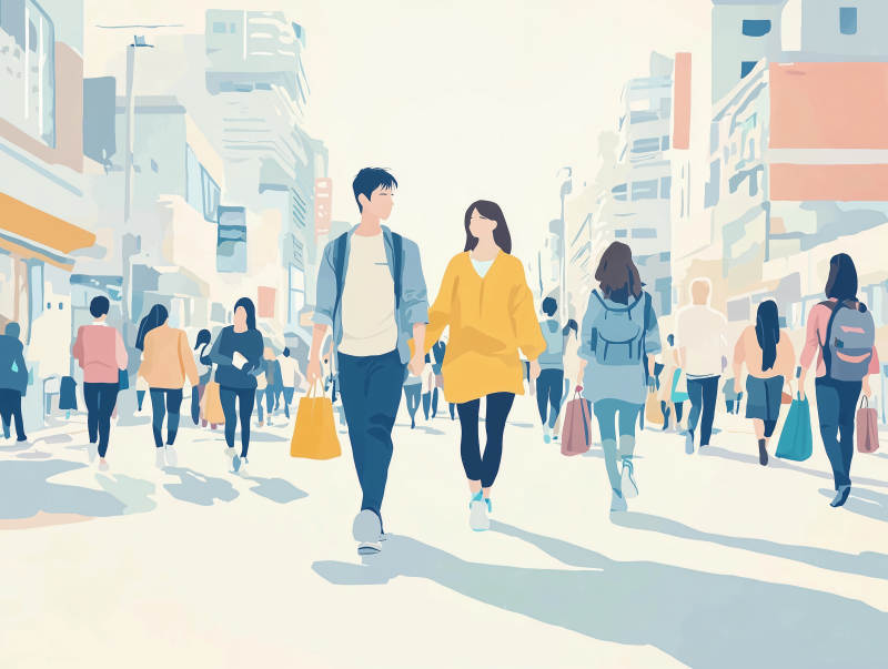 都市情侣漫步图片