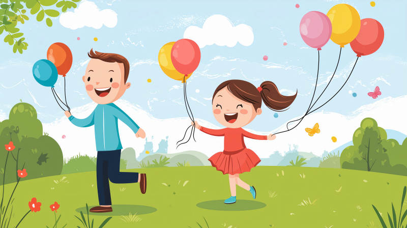 快乐的孩子与气球图片