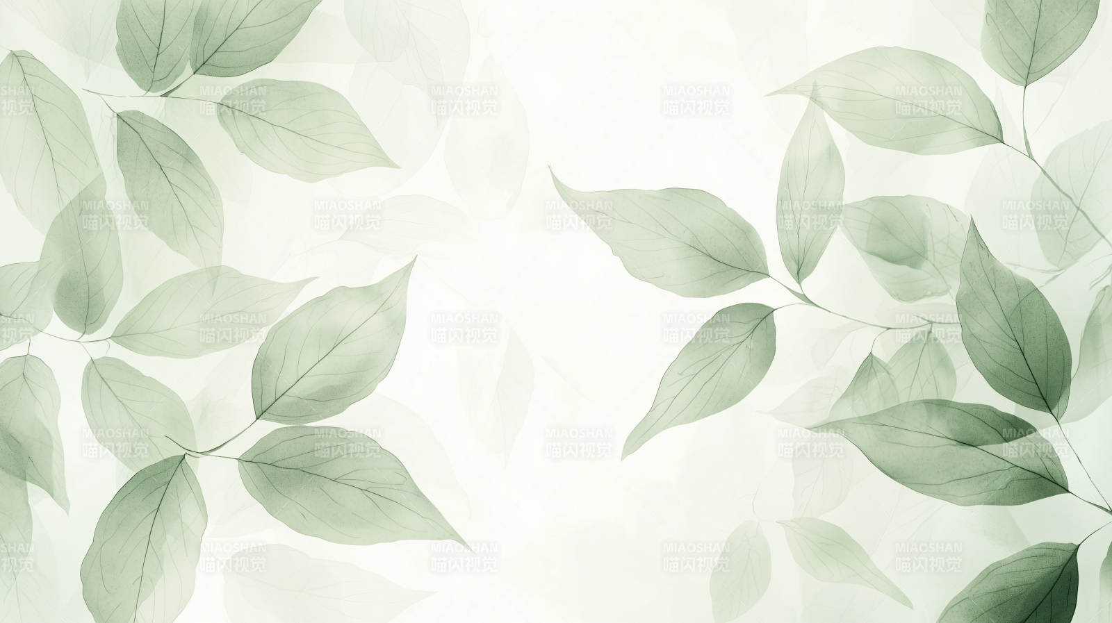 静谧蓝绿叶背景图图片