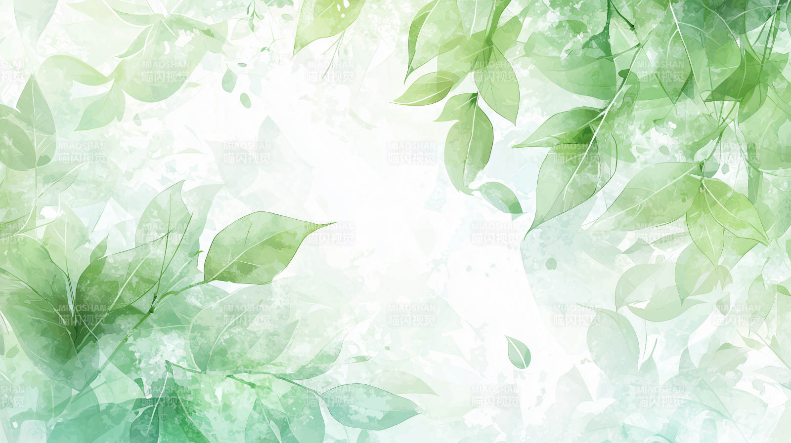 静谧蓝绿叶背景图图片