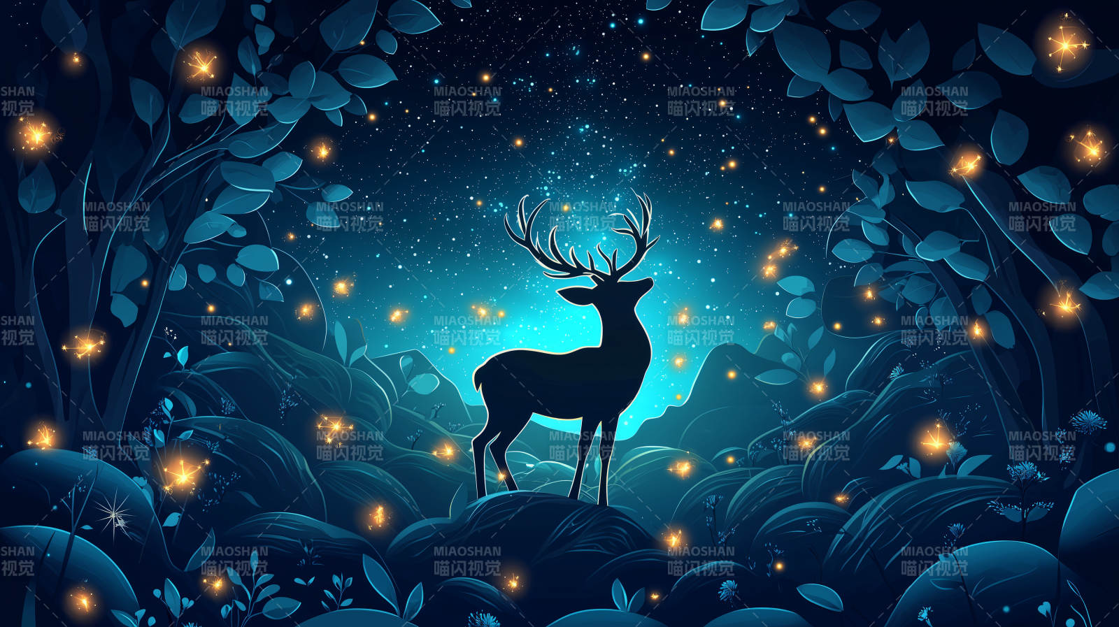 梦幻森林鹿图片