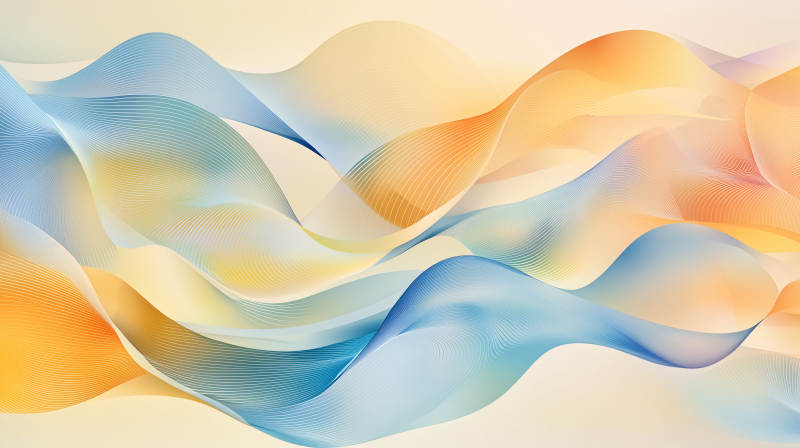 蓝色与橙色的梦幻曲线图片